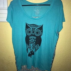 High to Low Owl Tribal Print Shirt